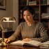 Portrait of the editor, Hannah Reyes, in warm lamp light